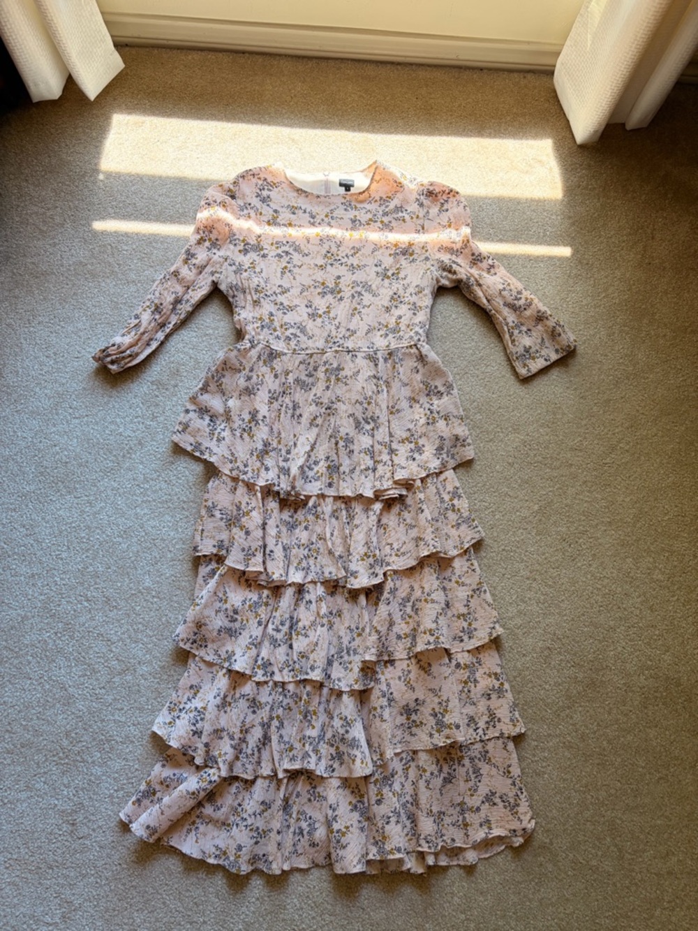 Floral Tiered Maxi Dress in Blush Pink